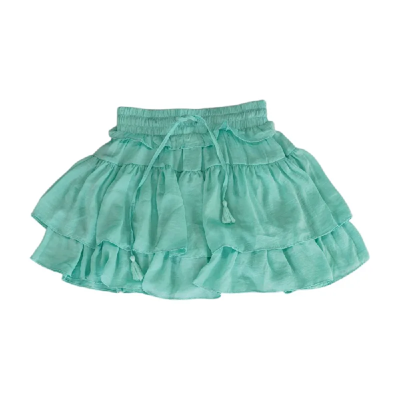 Turquoise Solid Mini Skirt silk skirt lustrous