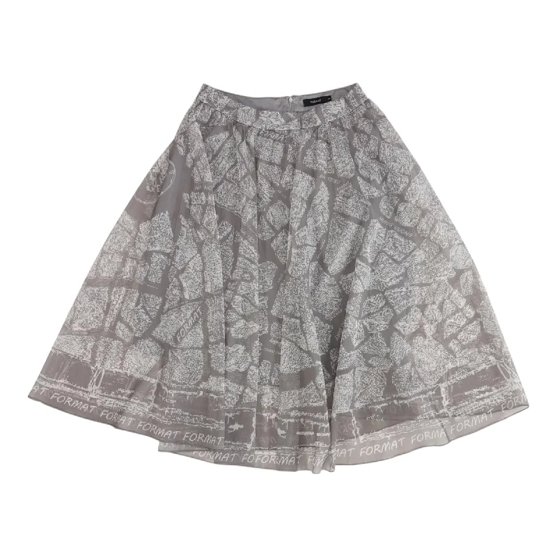 Gray Misc Midi Skirt silk skirt lustrous