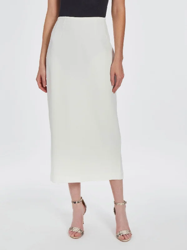 York Skirt, Iconic Stretch Crepe leather skirt bold