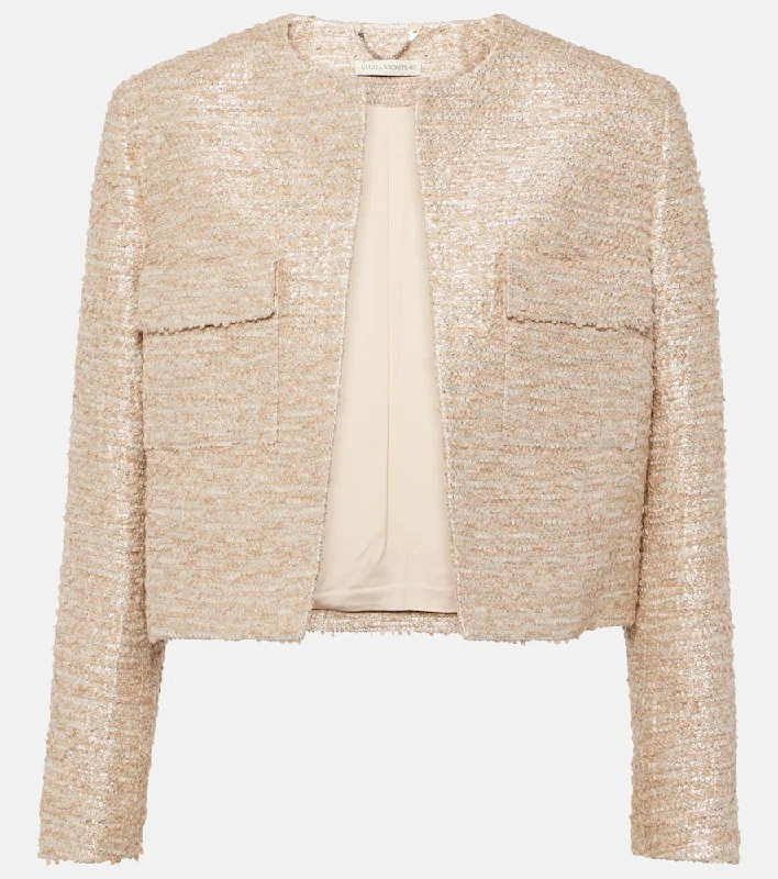 Emilia Wickstead Pheblia cropped tweed jacket Belted Jacket Elasticated Jacket Padded Jacket