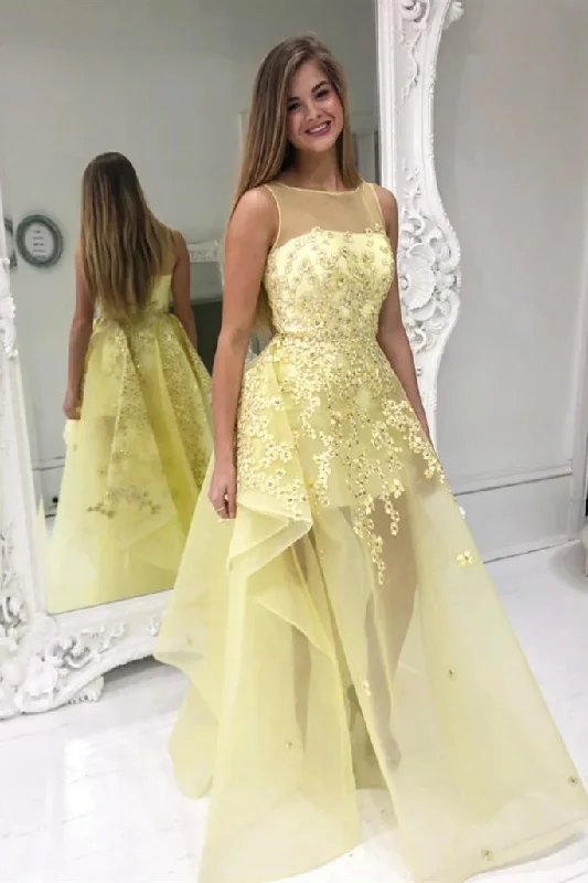 High Low Round Neck Yellow Floral Lace Long Prom Dress Evening Party Dresses OK1798 Tunics stripes playful High Low Round Neck Yellow Floral Lace Long Prom Dress Evening Party Dresses OK1798 Tunics stripes playful