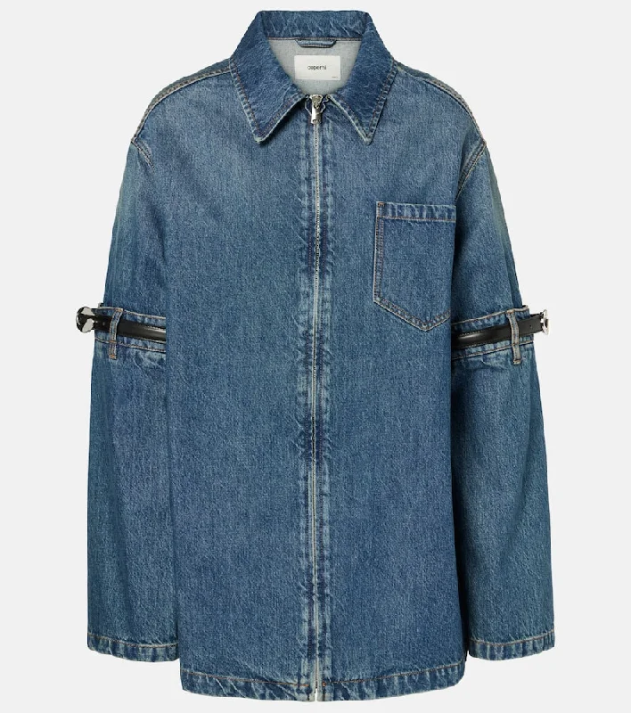 Coperni Oversized denim shirt jacket Satin Fabric Silk Fabric Chiffon Fabric