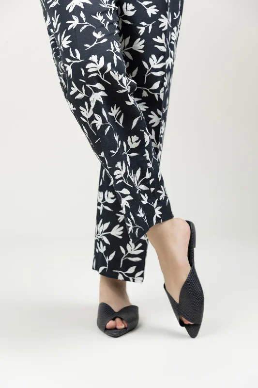 Printed Cambric Straight Pants Cozy Full-Length Pants