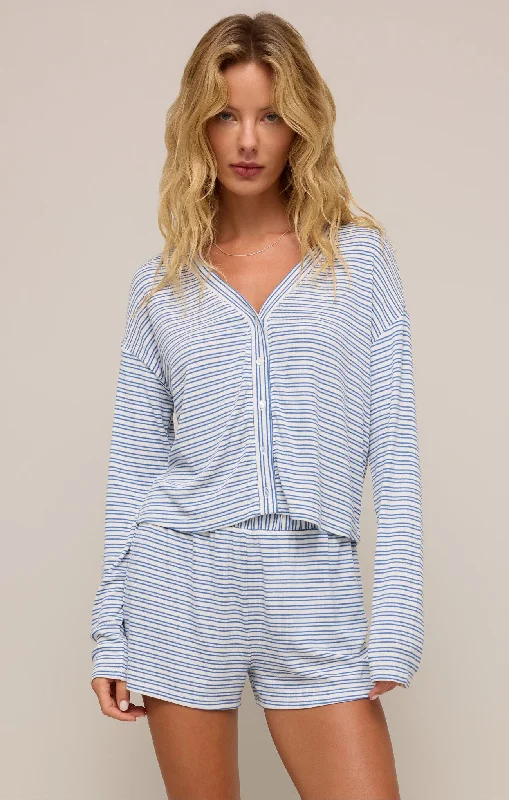Z Supply Mara Stripe Cardigan Vanilla Ice Chenille Blend Fleece Blend Nylon Blend