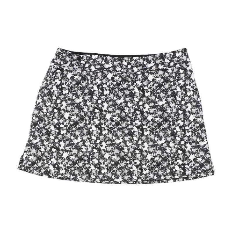 Black Floral Active Skirt leather skirt sleek
