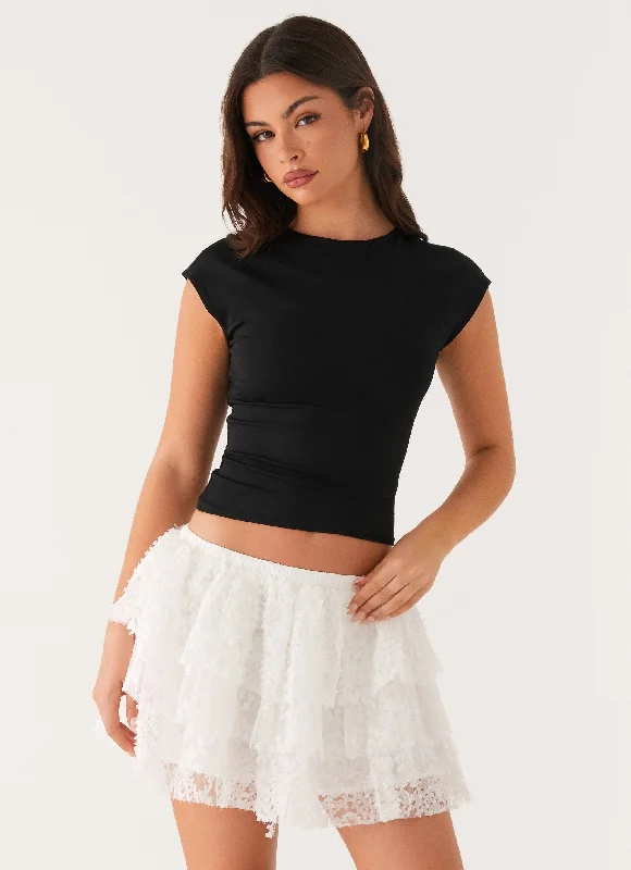 Erin Layered Mini Skirt - White seamless skirt comfort