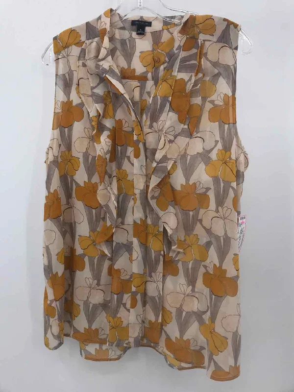 Pre-Owned Ann Taylor Tan Size Large Tank Top stretchy tank top