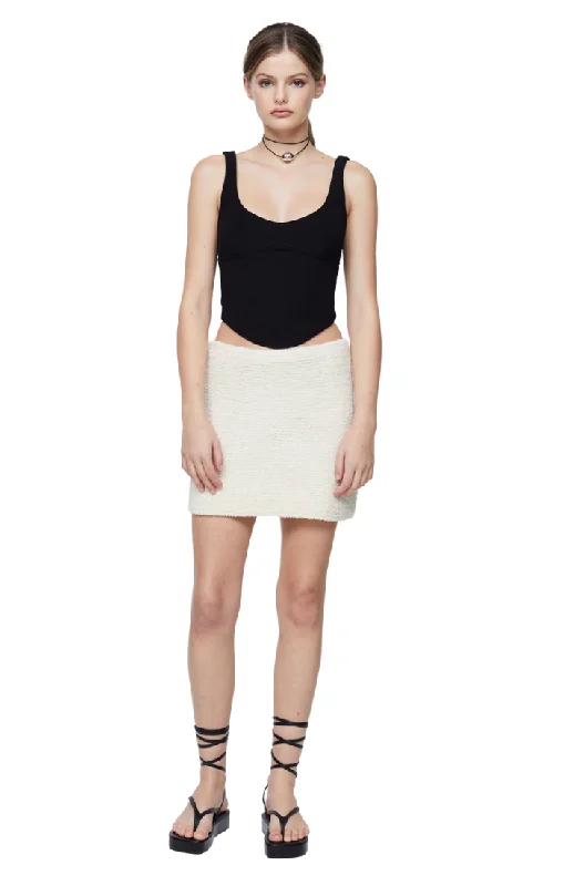 Gaia Knit Mini Skirt - Cream zip skirt side