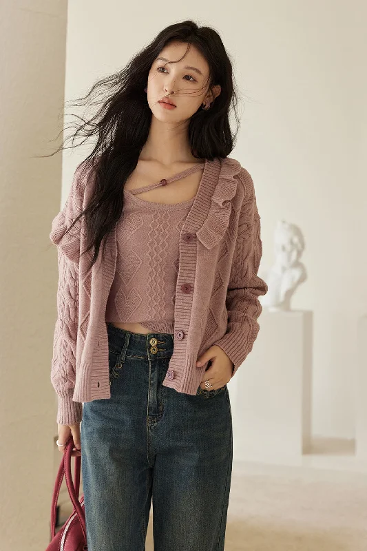 Spaghetti Strap Top and Cardigan Set Separately Sold Tailored Straight A-Line