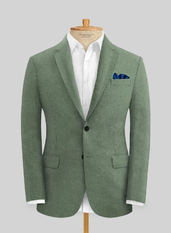 Solbiati Art Du Lin Sage Green Linen Jacket Herringbone Jacket Houndstooth Jacket Plaid Jacket