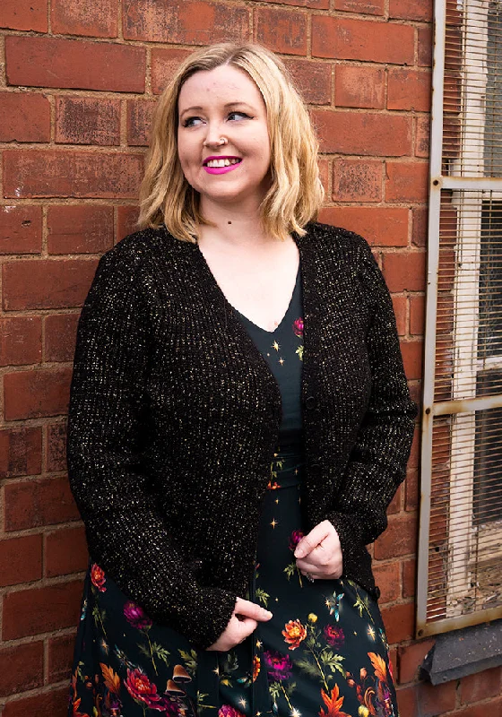 Black & Gold Lurex Cardigan Wool Cardigan Cotton Cardigan Cashmere Cardigan