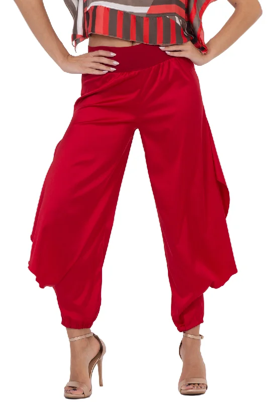 Satin Tango Pants with Slits Comfortable Cargo Pants