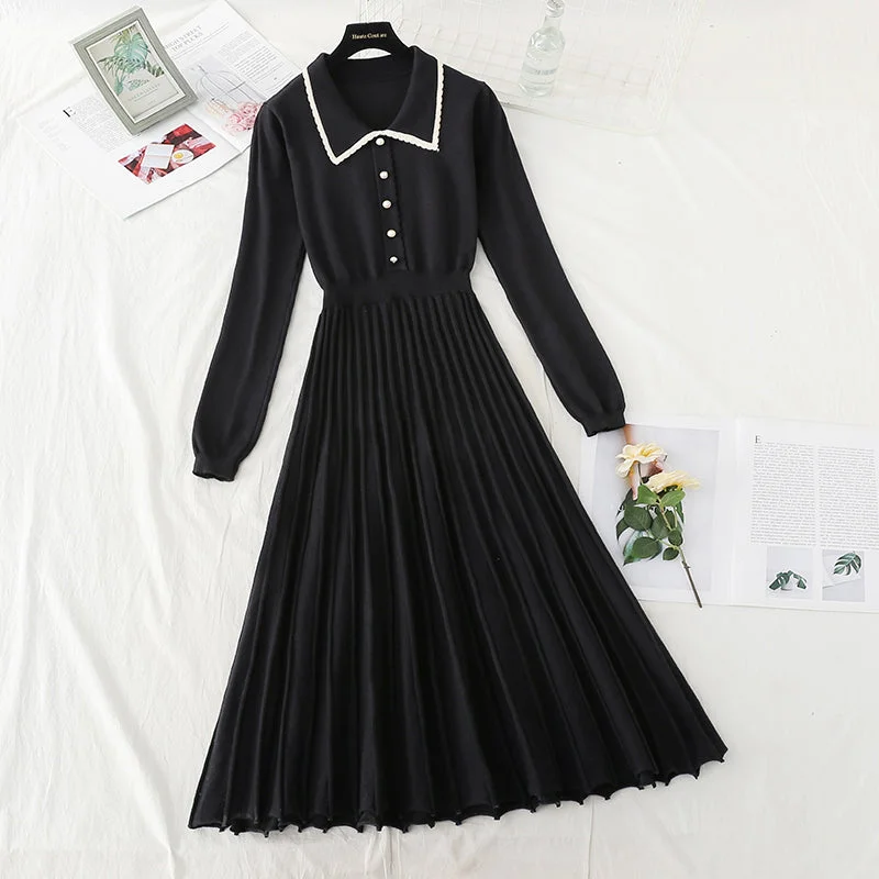 New autumn and winter long sleeve pleated light mature wind with bottom skirt 2224 modal blend skirt New autumn and winter long sleeve pleated light mature wind with bottom skirt 2224 modal blend skirt