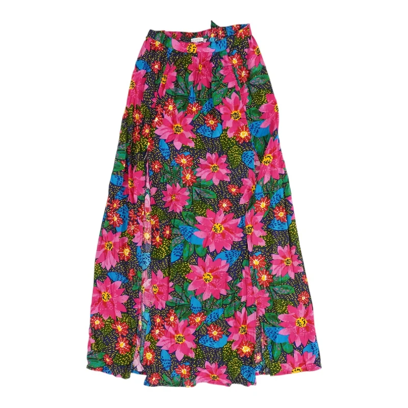 Pink Floral Maxi Skirt denim skirt fashionable