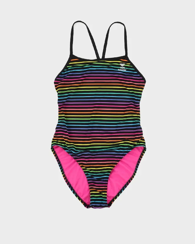 Y2K Purple And Pink Stripy Swimsuit - S / M Strap Bikini Set