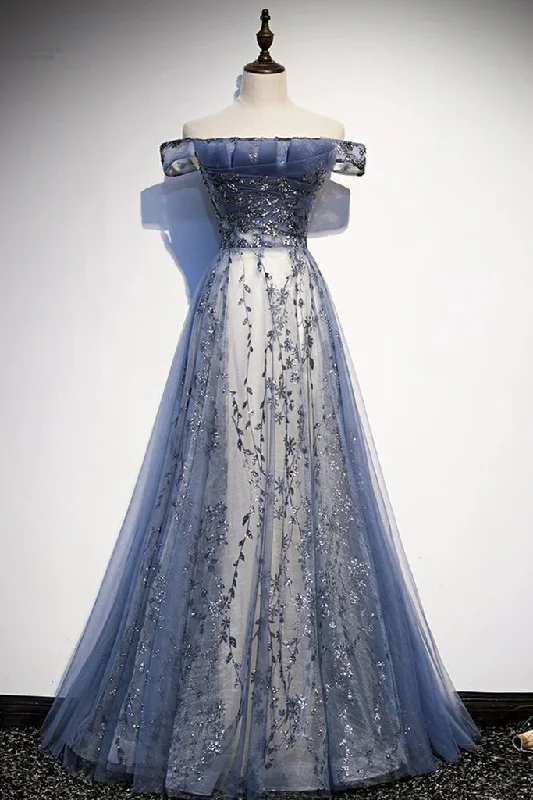 Elegant Off Shoulder A-Line Tulle Formal Party Dress, DP2474 Peplum Ruffle Cocktail