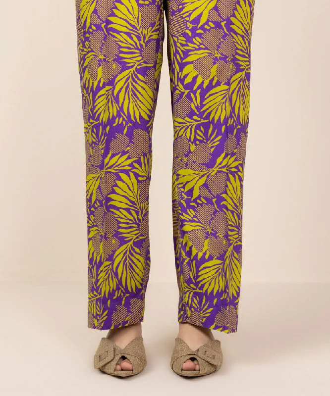 Printed Linen Straight Pants Classic Flared Pants