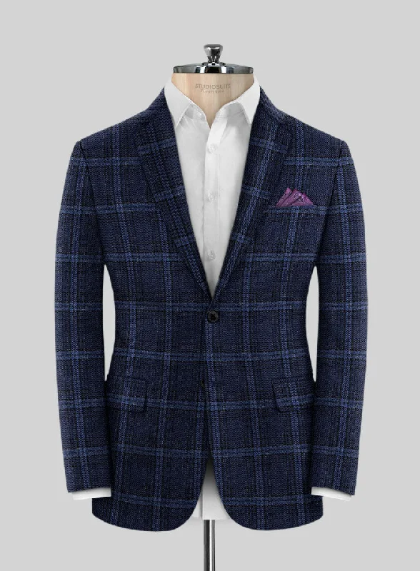 Loro Piana Mentel Wool Silk Linen Jacket Boat Neck Shawl Collar Notched Collar