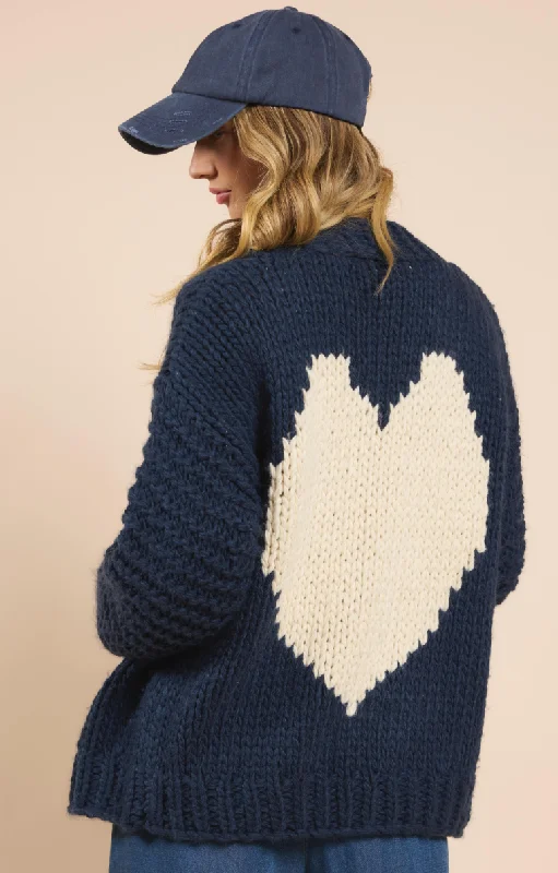 Heart You Cardigan Chenille Blend Fleece Blend Nylon Blend