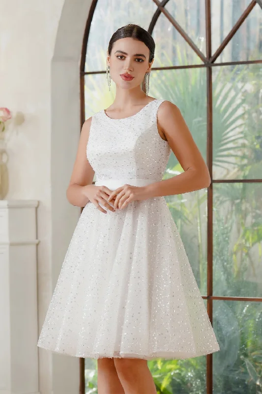 Scoop Neck Short Chiffon Prom Dress Sequins Sleeveless Knee Length Party Dress Tunics Travel practical Scoop Neck Short Chiffon Prom Dress Sequins Sleeveless Knee Length Party Dress Tunics Travel practical