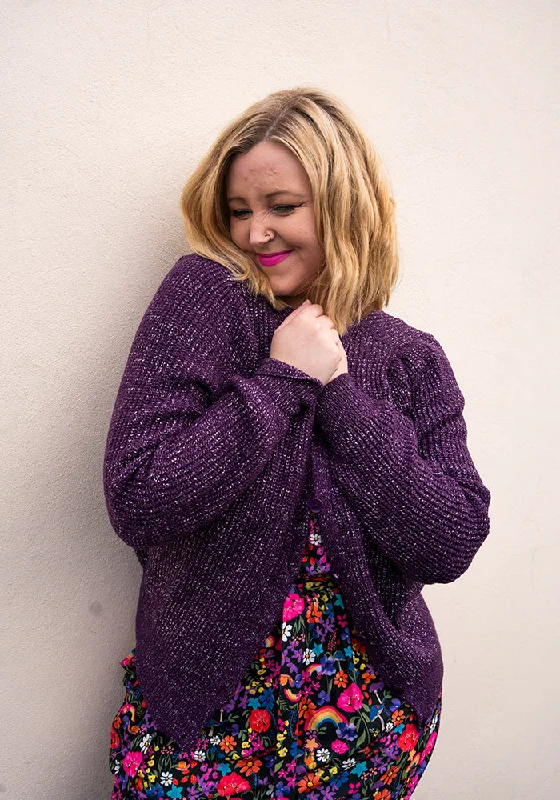 Purple & Silver Lurex Cardigan Cardigan Knitwear Sweater