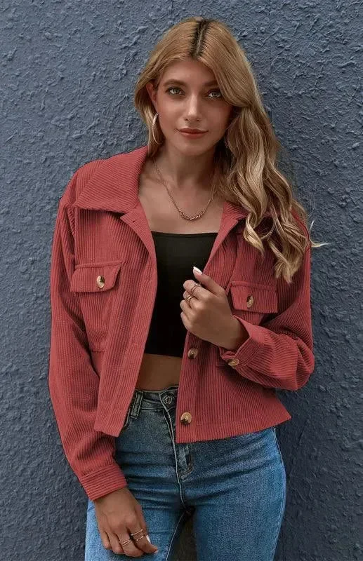 Women's Corduroy Trucker Jacket Denim Jacket Leather Jacket Suede Jacket