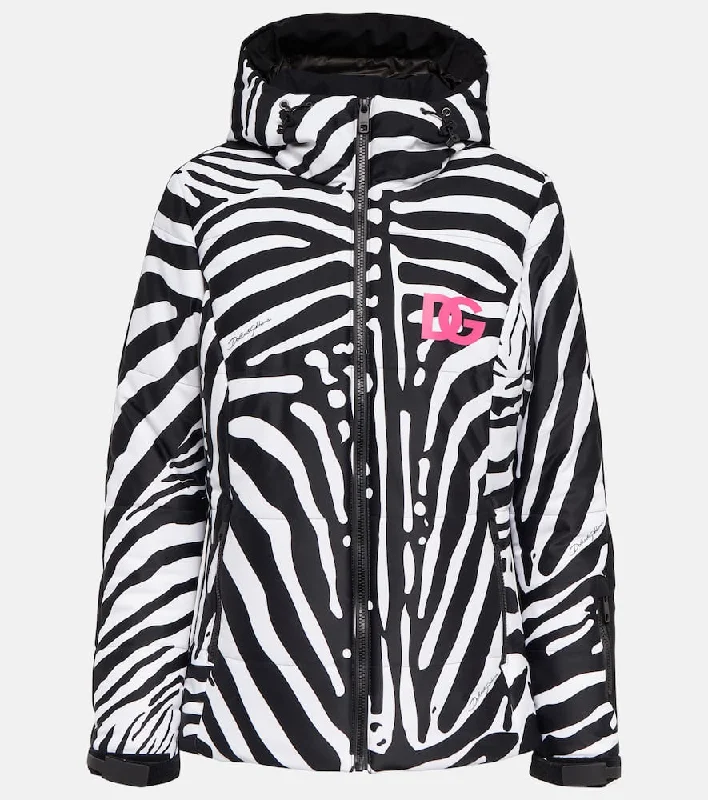 Dolce&Gabbana Zebra-print ski jacket Insulated Jacket Fitted Jacket Loose Jacket