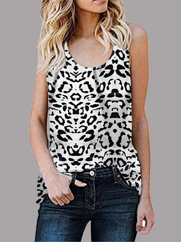 Black and White Leopard Print Tank Top silver tank top