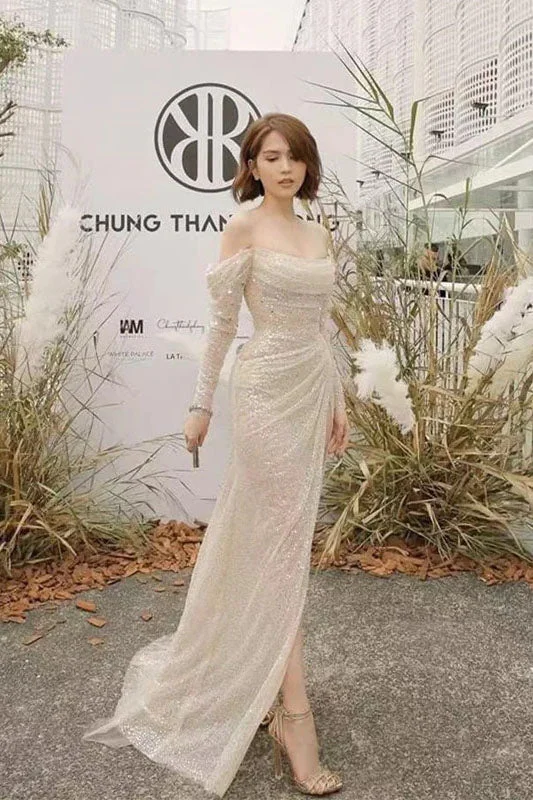 Long Sleeves Sequins Side Slit Long Prom Dress Shiny Evening Party Dress OK1640 Tunics Sophisticated sleek Long Sleeves Sequins Side Slit Long Prom Dress Shiny Evening Party Dress OK1640 Tunics Sophisticated sleek