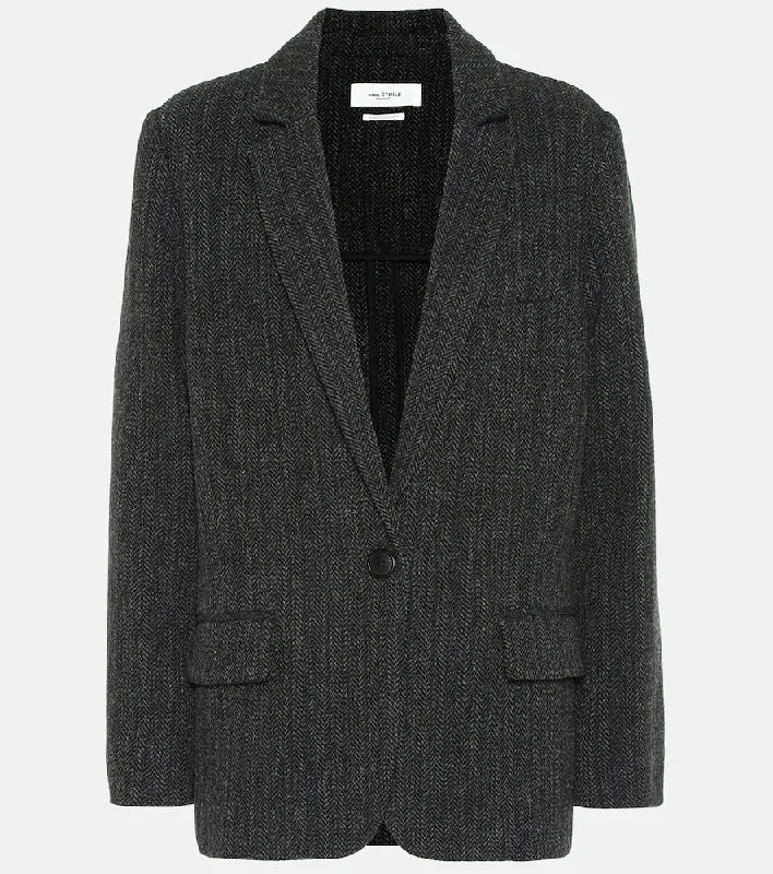 Marant Etoile Charly herringbone wool jacket Oversized Jacket Tailored Jacket Straight Jacket