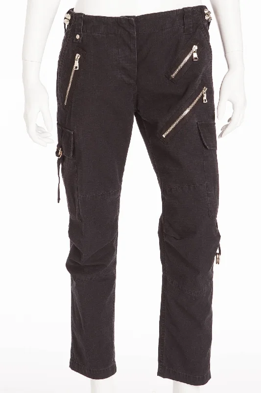 Balmain - Black Pants with Zippers & Spikes - FR 38 Comfortable Cargo Pants