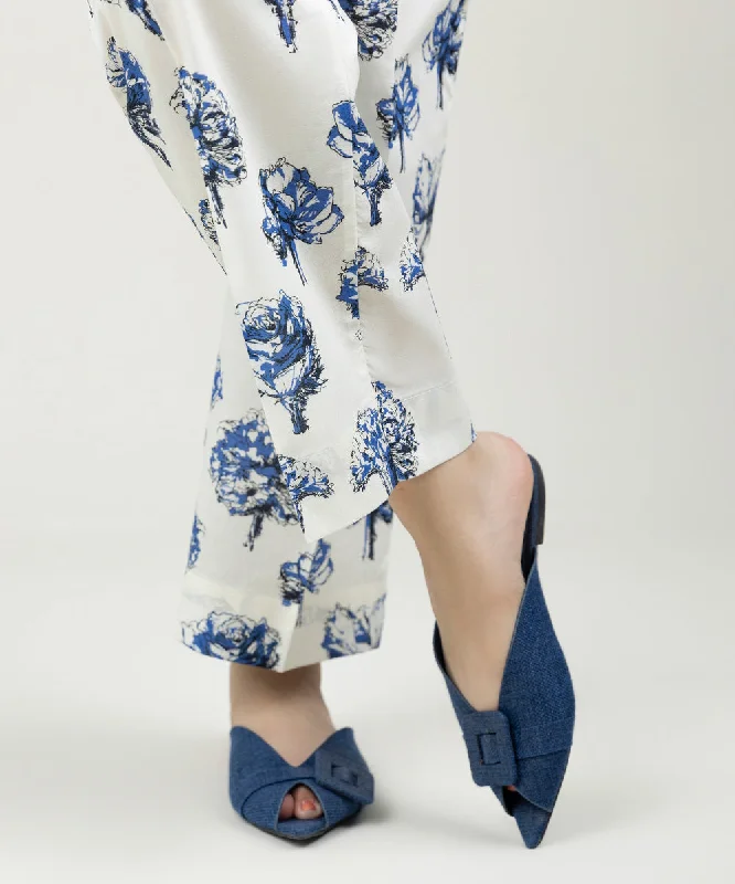 Printed Cambric Straight Pants Soft Cotton Pants