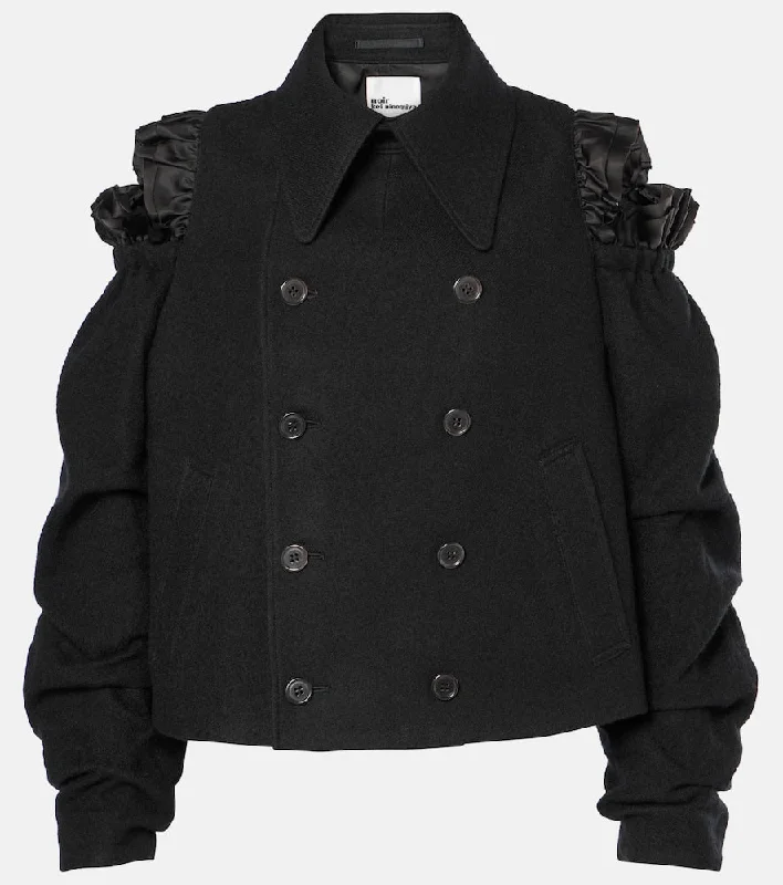 Noir Kei Ninomiya Cutout wool jacket Front Pockets Side Pockets Patch Pockets