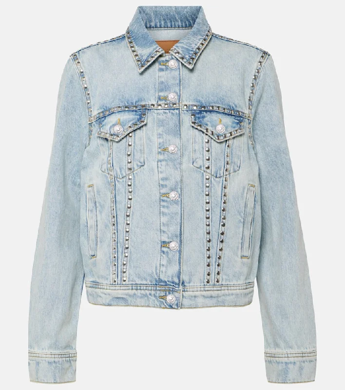 7 For All Mankind Studded denim jacket Zippered Jacket Buttoned Jacket Snapped Jacket