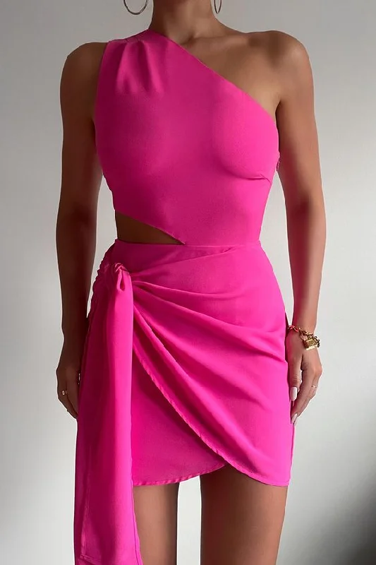 Hot Pink One Shoulder Party Dress Popular Homecoming Dress cc26 Tunics Luxurious high-end Hot Pink One Shoulder Party Dress Popular Homecoming Dress cc26 Tunics Luxurious high-end