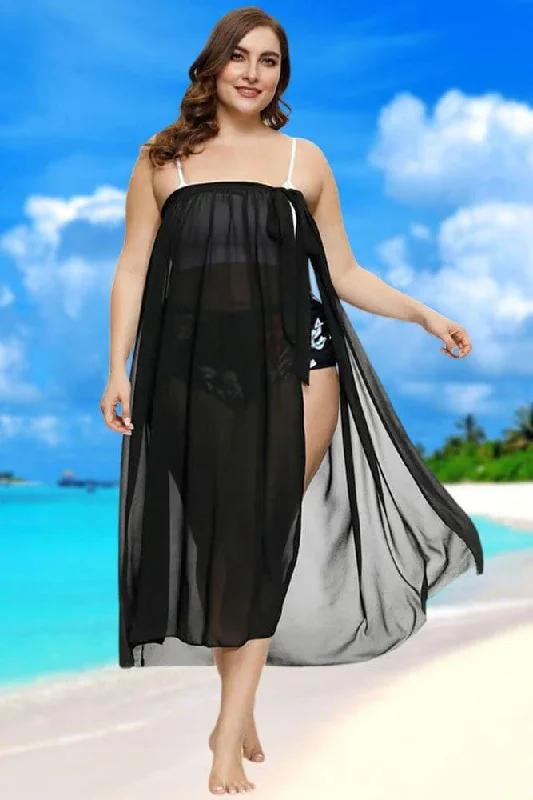 Chiffon Sarong Beach Swimsuit Multi-way Cover-up Plunge Back Swimsuit