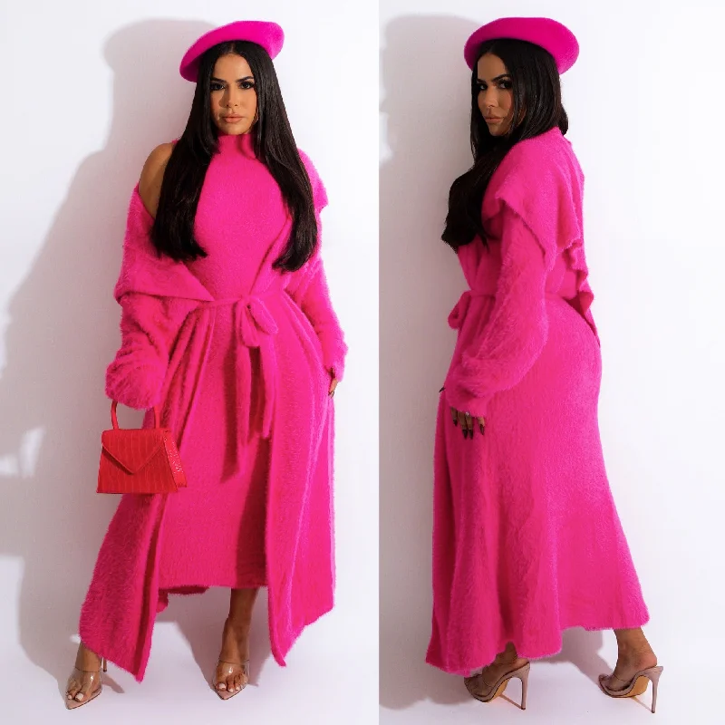 Belt Coral Fleece Women Long Cardigan Dress 2 Piece Set 2023 Autumn Winter Full Sleeve Lapel Coat Sets Female Elegant Outfits Print Jacquard Patchwork Belt Coral Fleece Women Long Cardigan Dress 2 Piece Set 2023 Autumn Winter Full Sleeve Lapel Coat Sets Female Elegant Outfits Print Jacquard Patchwork
