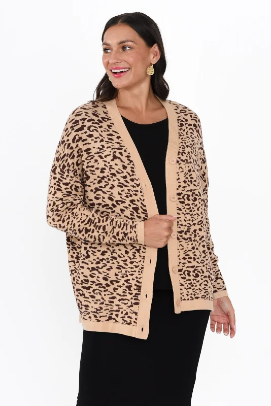Hampton Natural Leopard Cardigan Button Cardigan Zip Cardigan Pullover Cardigan
