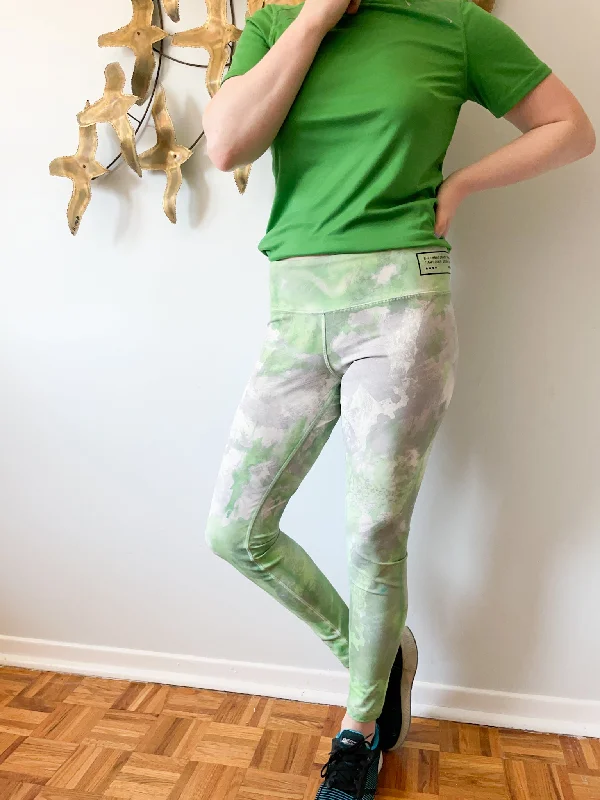 Upcycled Reebok Green Watercolor Tie-Sye Speedwick Pants - Medium Stylish Casual Pants