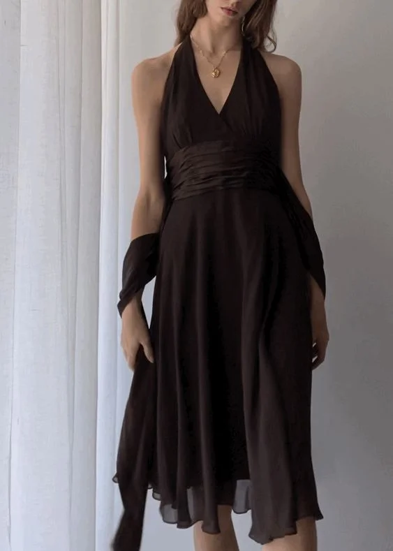 Elegant V Neck A-Line Chiffon Vintage Party Dress, DP2516 Tunics Evening elegant