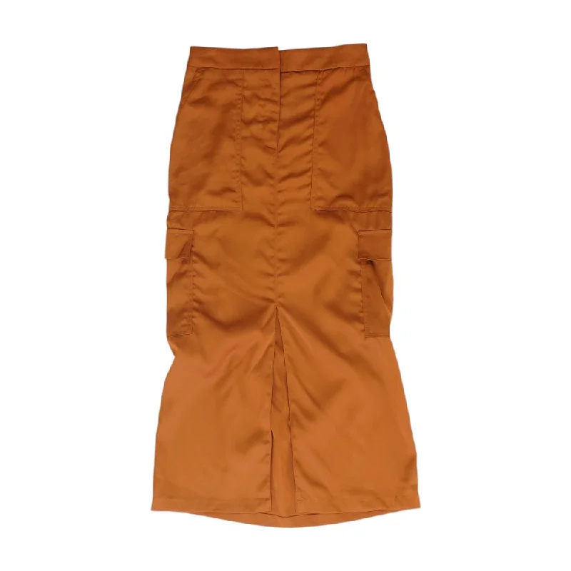 Bronze Solid Midi Skirt ribbed skirt waist