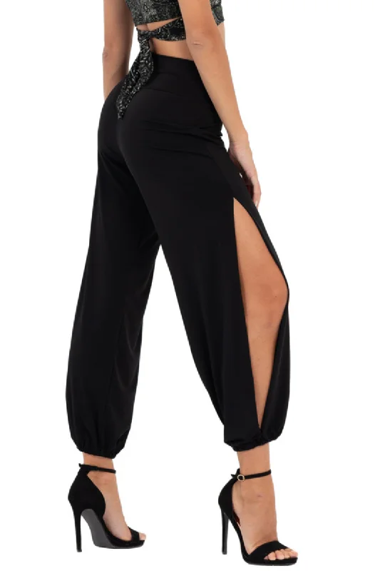 Babucha Gathered Tango Pants With Slits Elegant Trouser Pants