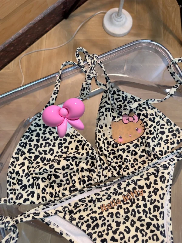 Cute leopard print swimsuit  KF11264 High-Waisted Swim Bottoms