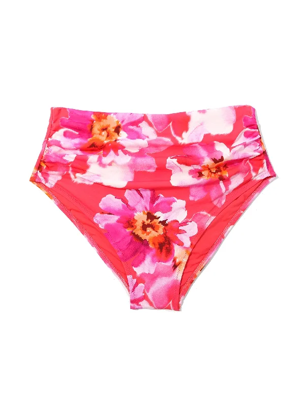 High Rise Cheeky Swimsuit Bottom Out Of Office Pink Plunge Neckline Swimsuit