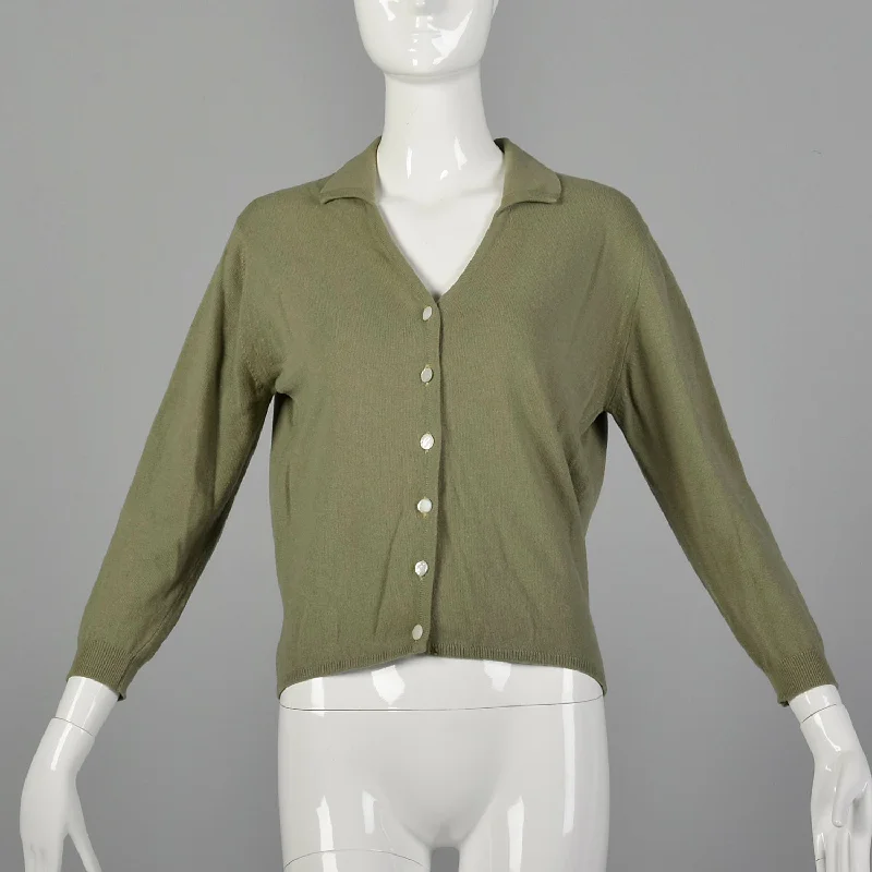 Green Pringle Cardigan Spandex Rayon Corduroy