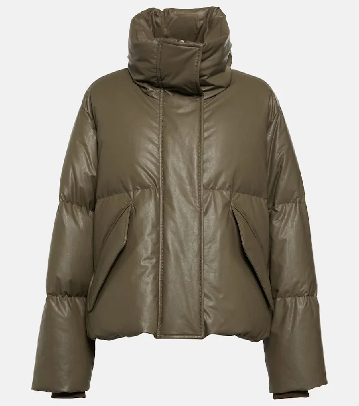 MM6 Maison Margiela Oversized faux leather down jacket Cotton Jacket Linen Jacket Terry Jacket