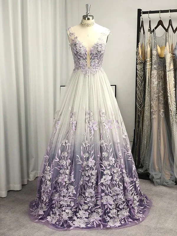 Charming V Neck Backless A-Line Flowers Appliques Formal Party Dress, DP2478 Mermaid Tail Wedding Charming V Neck Backless A-Line Flowers Appliques Formal Party Dress, DP2478 Mermaid Tail Wedding