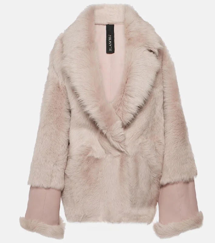 Blancha Shearling jacket Zippered Front Buttoned Front Snap Front