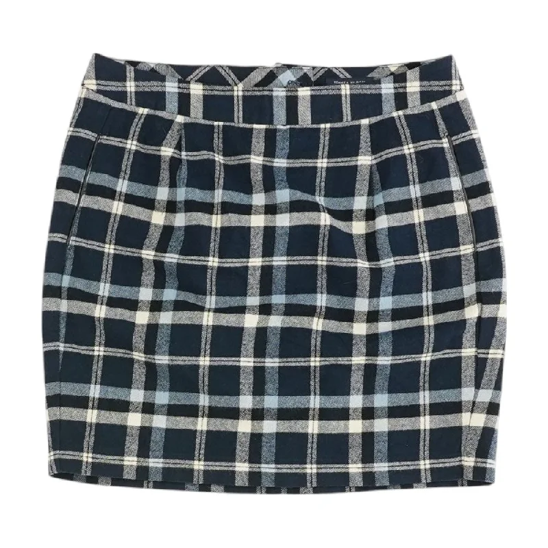 Navy Plaid Mini Skirt linen skirt natural