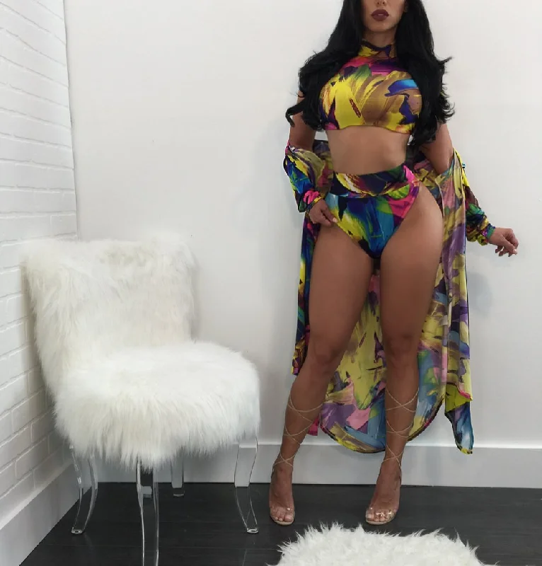Fashion Printing 3 Pieces Swimsuit Vibrant Bikini Design